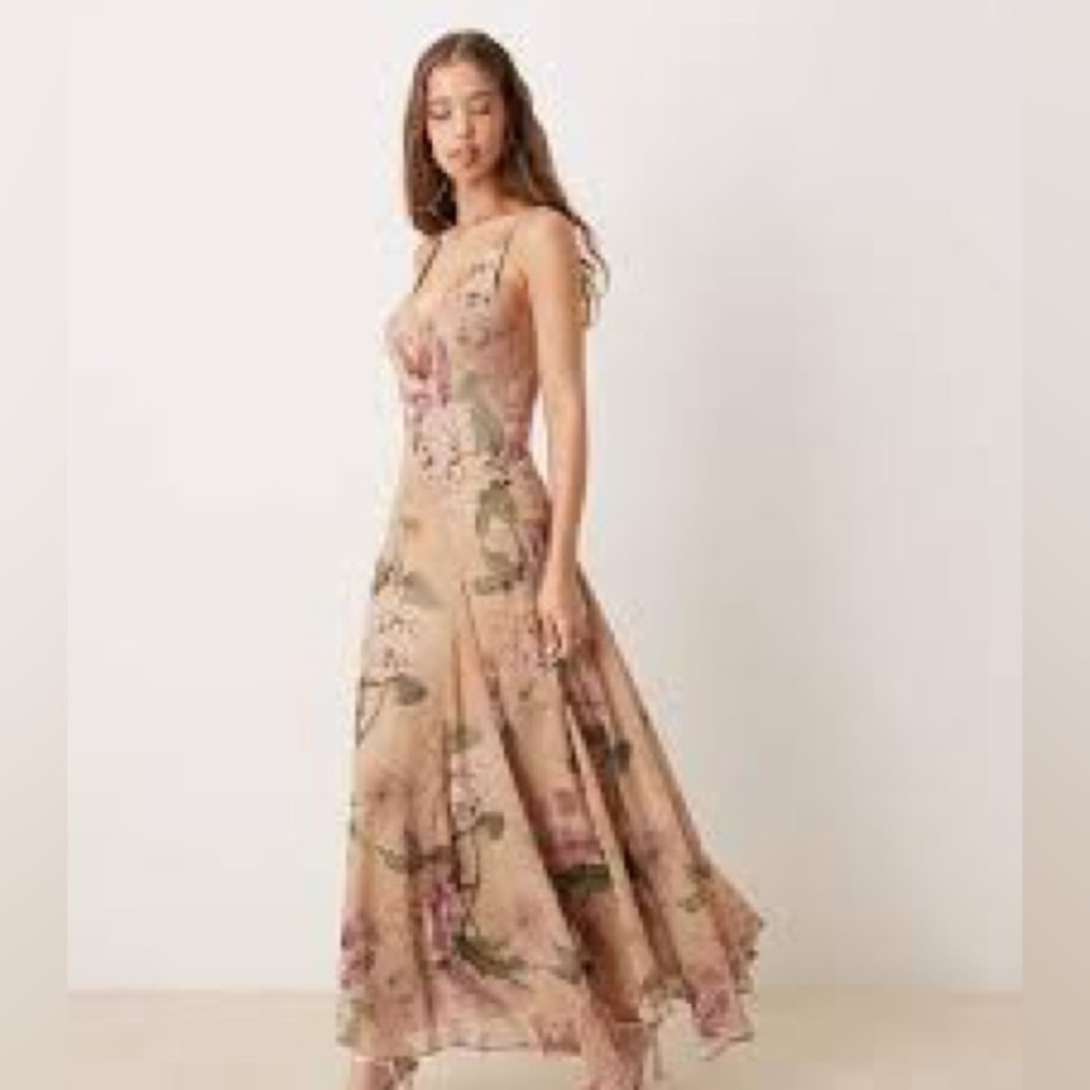 Asos Floral Pink Maxi Dress Sz 6